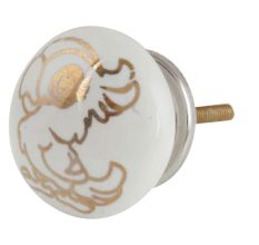 Golden Cockatoo Pattern Ceramic Dresser Knobs